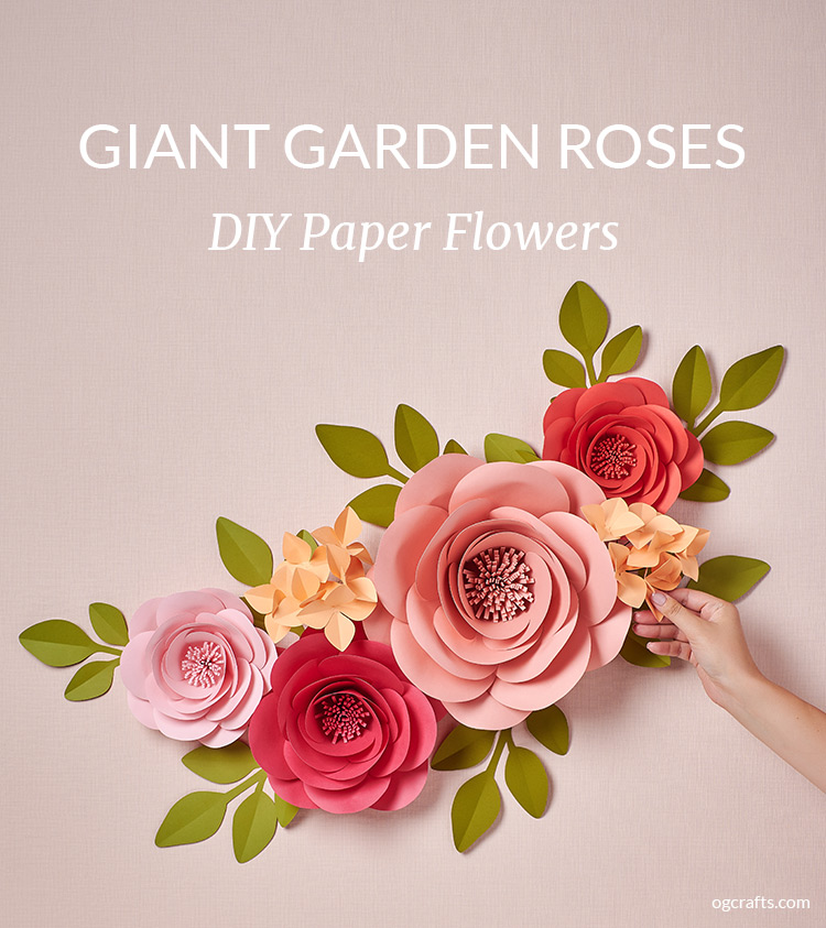 PAPER ROSE DIY TUTORIAL  Easy LARGE Paper Flowers + FREE templates! 