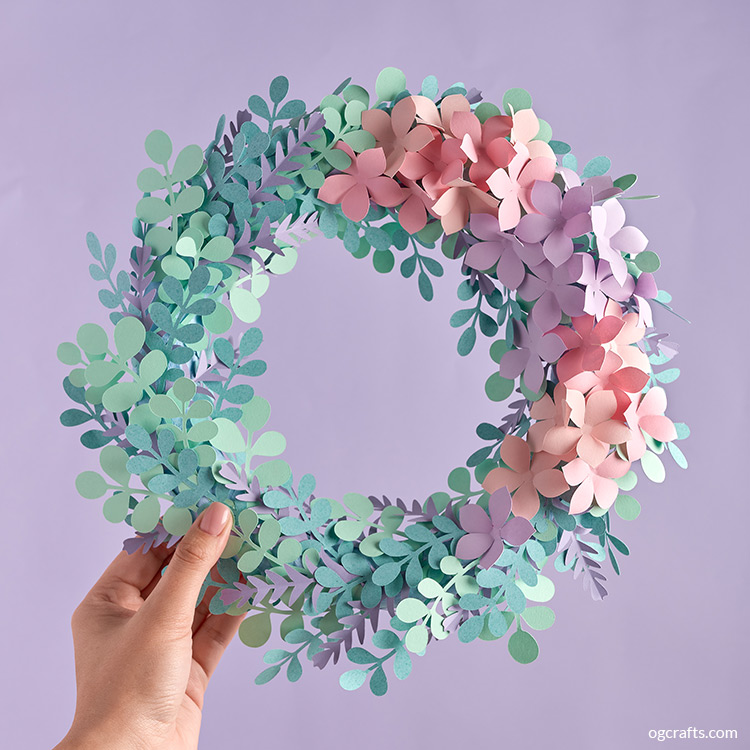 Handmade paper flower wreath