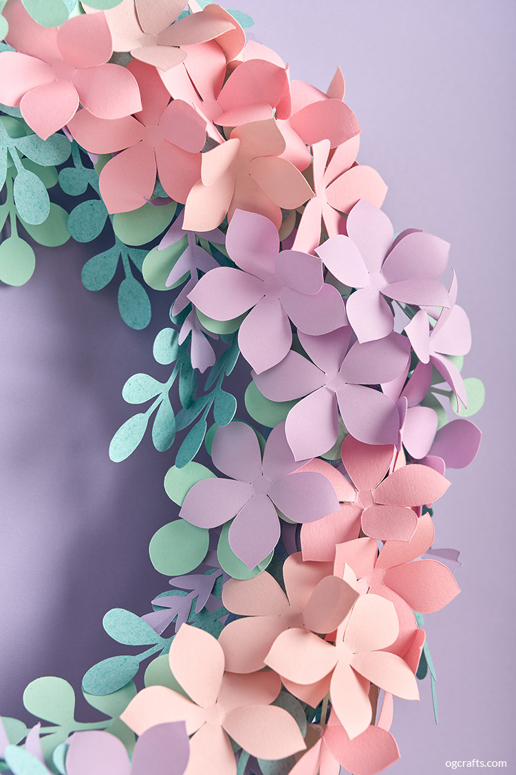 paper hydrangea wreath