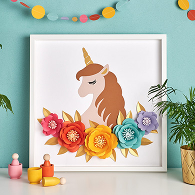 Papercut unicorn artwork